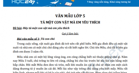 Tả Một Con Vật Mà Em Yêu Thích (Hay Nhất) | Văn Mẫu Lớp 5 - Trường Tiểu Học  Thủ Lệ