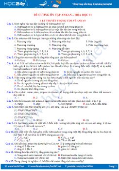Đề cương ôn tập Ankan - Hóa học hữu cơ 11