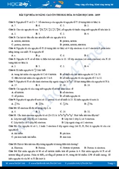 Bài tập nâng cao ôn thi HSG môn Hóa 10 năm học 2018 - 2019