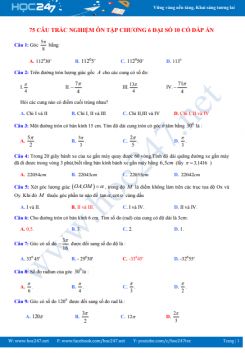 75 câu trắc nghiệm ôn tập Chương 6 Đại số 10 có đáp án