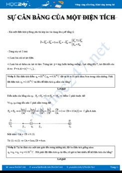 Tổng hợp Bài toán về Sự cân bằng của một điện tích môn Vật lý 11 năm học 2019-2020