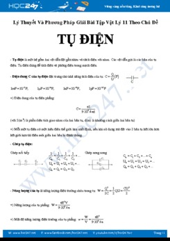 Tổng hợp Lý thuyết và phương pháp giải bài tập về Tụ điện môn Vật lý 11