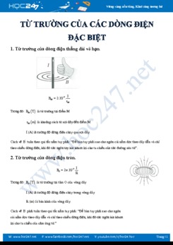 Bài toán về Từ trường của các dòng điện đặc biệt môn Vật lý 11