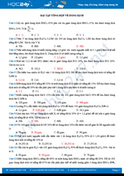 Bài tập tổng hợp về dung dịch môn Hóa học 10