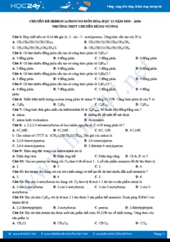 Chuyên đề Hidrocacbon no môn Hóa học 11 năm 2019 - 2020 Trường THPT Chuyên Hùng Vương