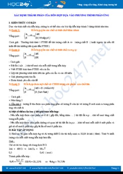 Xác định thành phần của hỗn hợp dựa vào phương trình phản ứng