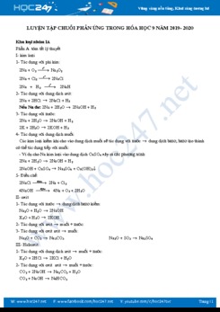 Luyên tập chuỗi phản ứng trong Hóa học 9 năm 2019 - 2020