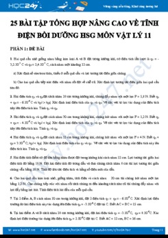 25 bài tập tổng hợp nâng cao về Tĩnh điện bồi dưỡng HSG môn Vật lý 11