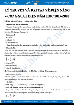 Lý thuyết và bài tập về Điện năng – Công suất điện môn Vật lý 11 năm học 2019-2020