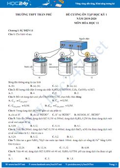 Đề cương ôn tập HK1 môn Hóa học 11 năm 2019 - 2020 Trường THPT Trần Phú