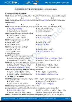 Nội dung ôn thi học kì 1 môn Hóa 11 năm học 2019 - 2020