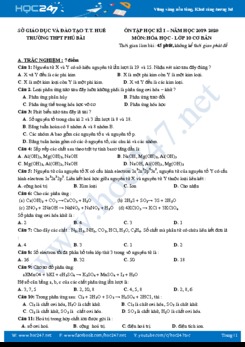 Đề ôn tập HK1 môn Hóa học 10 năm 2019 - 2020 Trường THPT Phú Bài