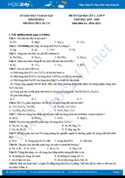 Đề ôn tập HK1 môn Hóa 9 năm học 2019 - 2020 Trường THCS Âu Cơ