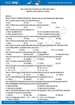 Đề cương ôn tập HK1 môn Hóa học 9 năm 2019 - 2020 Trường THCS Trưng Vương