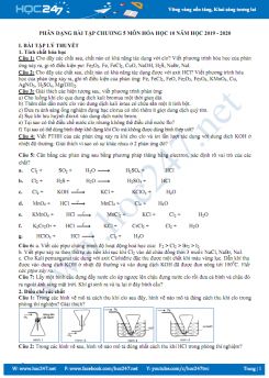 Phân dạng bài tập Chương 5 môn Hóa học 10 năm 2019 - 2020