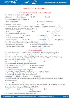 Các dạng bài tập luyện tập Chương Điện ly môn Hóa học 11 năm 2019 - 2020