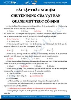 Bài tập trắc nghiệm Chuyển động của vật rắn quanh một trục cố định môn Vật lý 10