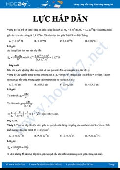 Ví dụ và bài tập minh họa có đáp án về Lực hấp dẫn năm học 2019-2020