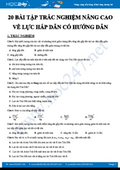 20 Bài tập trắc nghiệm nâng cao về Lực hấp dẫn có hướng dẫn cụ thể năm 2019