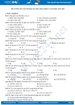 Đề cương ôn tập HK1 môn Hóa 11 năm học 2019-2020 Trường THPT Đồng Đậu