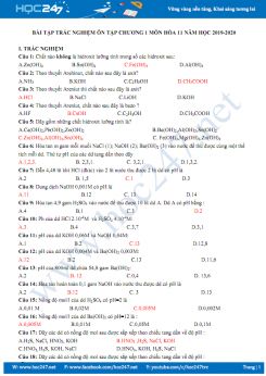 Bài tập trắc nghiệm ôn tập Chương I môn Hóa học 11 năm 2019-2020