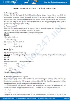 Một số phương pháp giải toán Hóa học thông dụng môn Hóa 9 năm 2019-2020