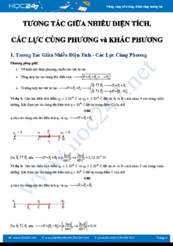 Chuyên đề Tương tác giữa nhiều điện tích- Các lực cùng phương và khác phương