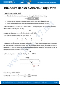 Phương pháp giải và bài tập về Khảo sát sự cân bằng của một điện tích môn Vật lý 11