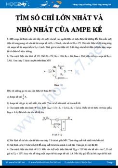 Dạng bài toán Tìm số chỉ lớn nhất và nhỏ nhất của Ampe kế trong mạch điện