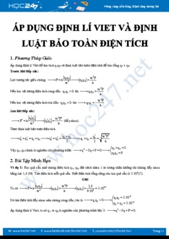 Hướng dẫn sử dụng Định lí Viet và Định luật bảo toàn điện tích khi giải bài tập điện tích