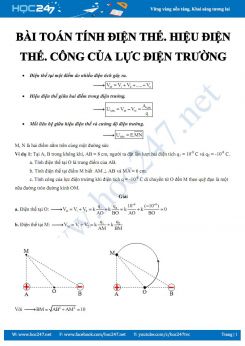 Bài toán tính điện thế. Hiệu điện thế. Công của lực điện trường có hướng dẫn chi tiết