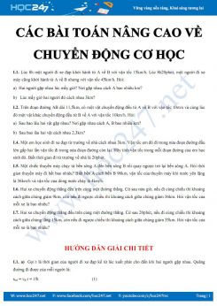 Các bài toán nâng cao về Chuyển động cơ học bồi dưỡng HSG cấp THCS năm học 2019-2020