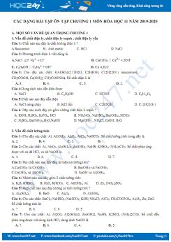 Các dạng bài tập ôn tập Chương 1 môn Hóa học 11 năm 2019-2020