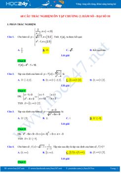 60 câu trắc nghiệm ôn tập Chương 2 Đại số 10 năm học 2019 - 2020 có đáp án