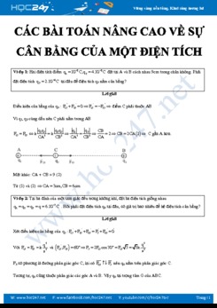 Các bài toán nâng cao về Sự cân bằng của một điện tích điểm môn Vật lý 11