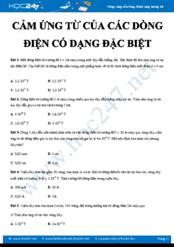 Bài tập trắc nghiệm chủ đề Cảm ứng từ của các dòng điện có dạng đặc biệt môn Vật lý 11