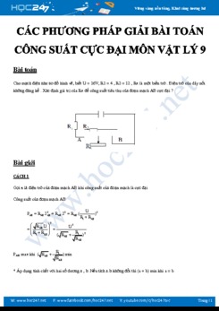 Các phương pháp giải bài toán Công suất cực đại môn Vật lý 9 năm học 2019-2020