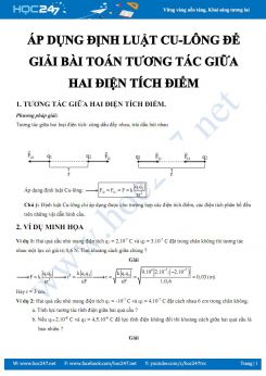 Áp dụng Định luật Cu-lông để giải bài toán tương tác giữa hai điện tích điểm năm 2020