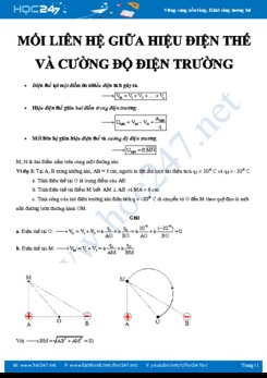 Chuyên đề bài tập về mối liên hệ giữa hiệu điện thế và cường độ điện trường môn Vật lý 11