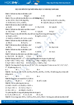 Bộ câu hỏi ôn tập môn Hóa học 11 năm 2019-2020