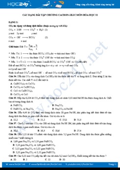 Các dạng bài tập chương Cacbon - Silic môn Hóa học 11 năm 2019-2020