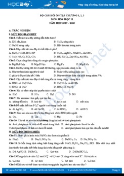 Bộ câu hỏi ôn tập Chương 1, 2, 3 môn Hóa học 11 năm 2019-2020