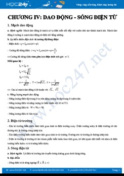 Tài liệu ôn tập chương 4 Dao động- Sóng điện từ môn Vật lý 12 năm 2020