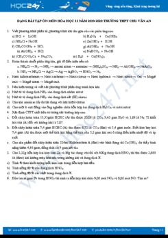 Dạng bài tập ôn tập môn Hóa học 11 năm 2019-2020 Trường THPT Chu Văn An