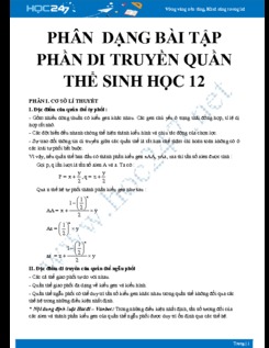 Cơ sở lý thuyết và bài tập minh họa phân dạng bài tập phần Di truyền quần thể Sinh học 12