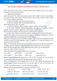Bài tập trắc nghiệm ôn tập Chương 1 Sự điện li môn Hóa học 11 năm 2019-2020 Trường THPT Giồng Ông Tố