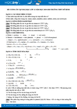 Đề cương ôn tập môn Hóa 11 năm 2019-2020 Trường THPT Mỹ Bình