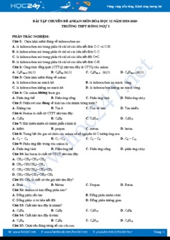 Bài tập chuyên đề Ankan môn Hóa học 11 năm 2019-2020 Trường THPT Hồng Ngự 1