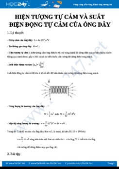 Chuyên đề Vật lý 11 về Hiện tượng tự cảm và suất điện động tự cảm của ống dây