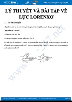 Lý thuyết và bài tập ôn tập về lực Lorenxơ môn Vật lý 11 năm 2020